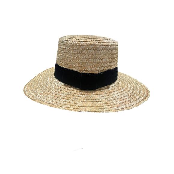 Lack of Color Sun Hat Black Velvet Band Natural Straw New - Picture 2 of 10